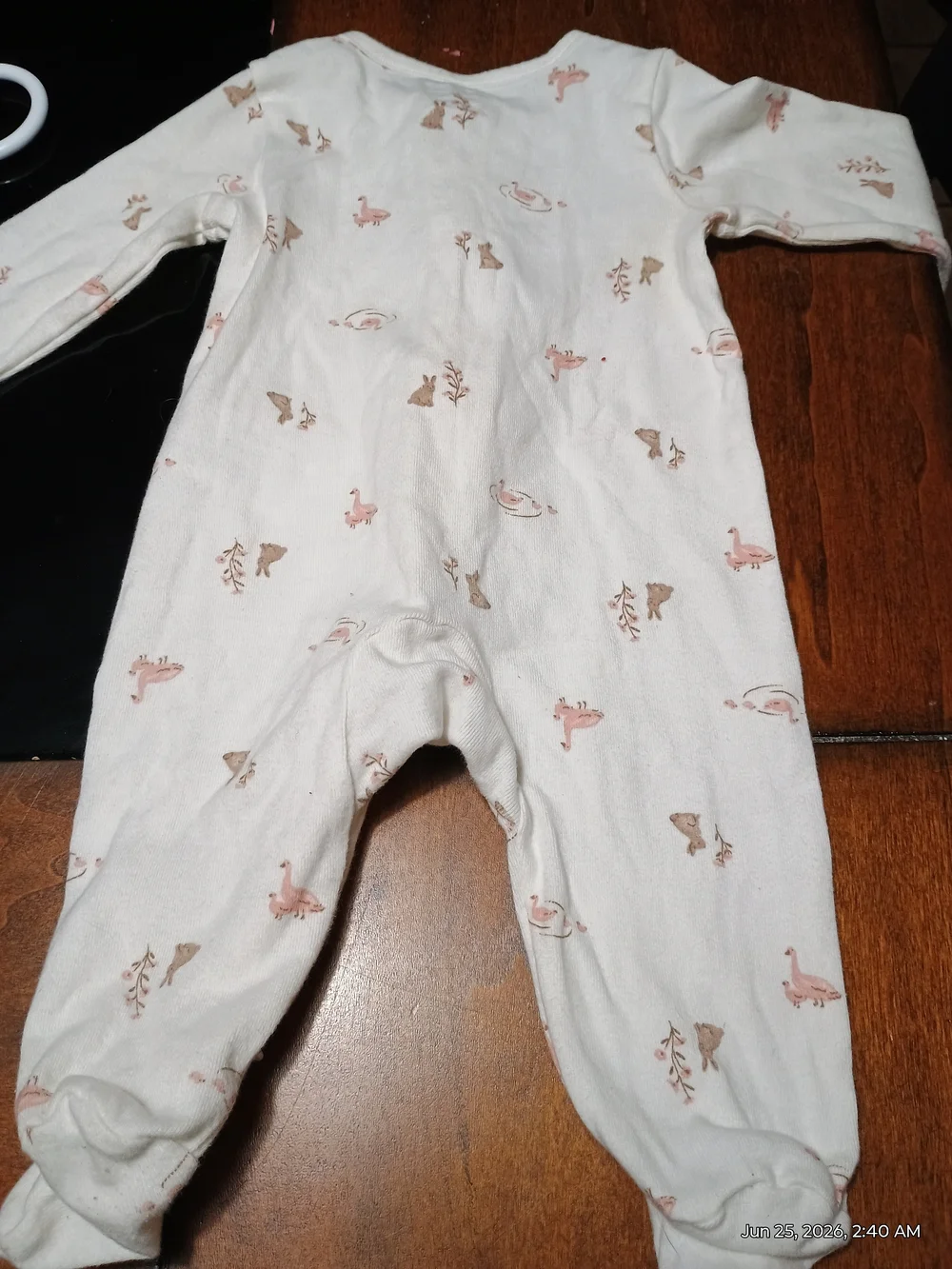 Carter's Pink Bunny Footed One-Piece And Animal Footed One Piece.
